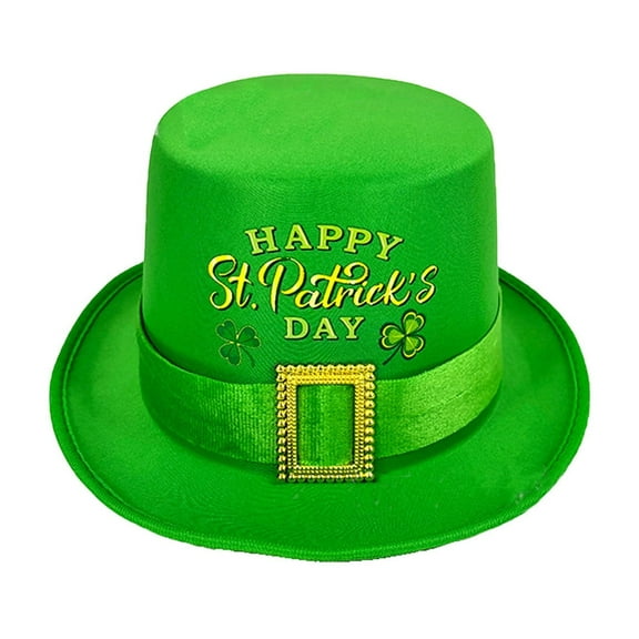 Aooww St Patricks Day Hats with Light St Patrick's Day Green Velvet Hat Green St Patricks Day Party Accessories Green Christmas Tree Topper Hat,F