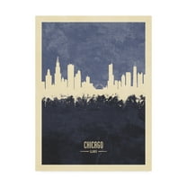 Trademark Fine Art 'Chicago Illinois Skyline Navy Poster' Canvas Art by Michael Tompsett