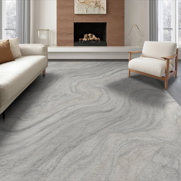 ODIKA 8'x10' Washable Area Rug Marble With Modern Veined Swirls And Minimalist Accents Abstract Flowing Dynamic for Dining Room, Large Office, Lounge, Non-Slip Chair-Friendly Mat