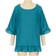 thumbnail image 4 of Vestido de blusa de manga tres cuartos con volantes y cuello redondo de color sólido para mujer Pompotops  hdfakjf2780, 4 of 9