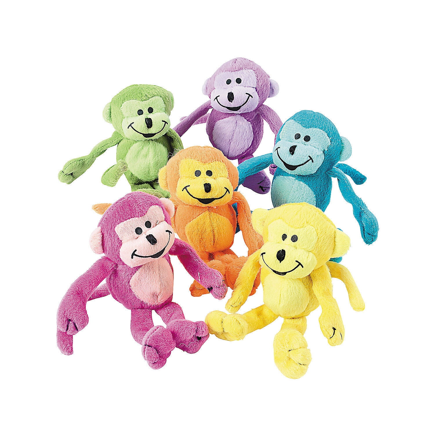 Neon Stuffed Monkeys Toys 12 Pieces