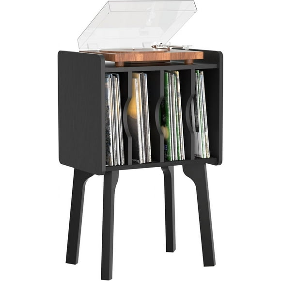 Record Player Stand Record Player Cabinet Vinyl Record Stand Mid-Century Turntable Stand with Wood Legs Suitable for 7“and 10”Record Vinyl Record Storage for Bedroom,Living Room