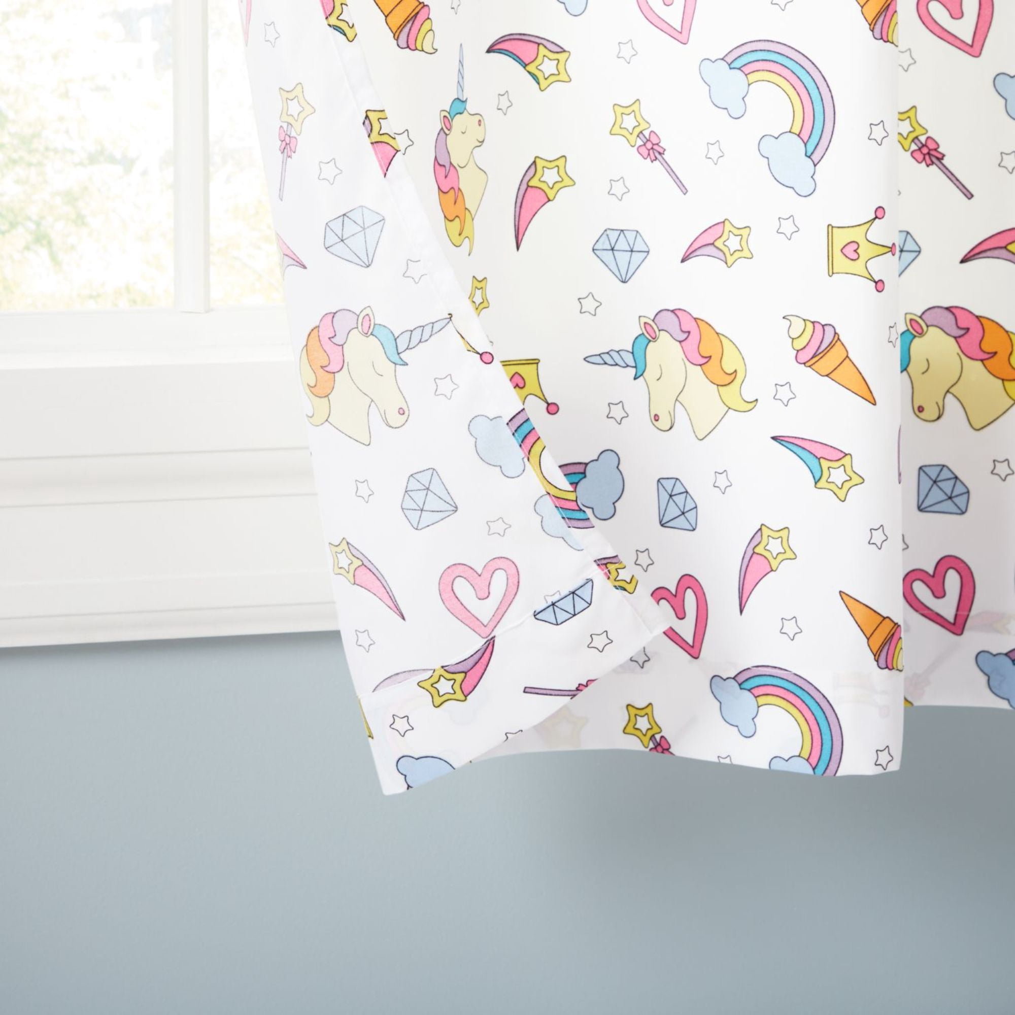 Estate View™ Kids' Room Darkening Grommet Top Unicorn Magic Glow in the Dark Curtain Panel Pair, 38"x96", White/Multi