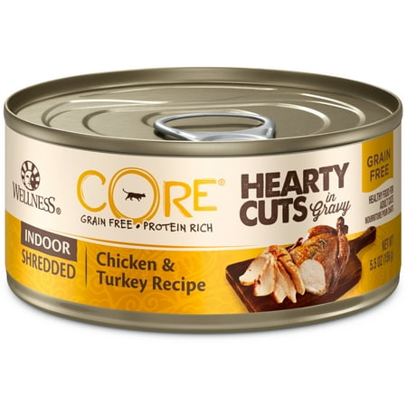 UPC: 0076344080060 | Wellness CORE Hearty Cuts Natural Grain Free Wet Canned Cat Food Indoor Chicken & Turkey 5.5-Ounce Can (Pack of 24)