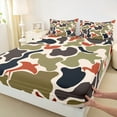 thumbnail image 4 of Feelyou Cartoon Fashion Camo Twin Sheet Sets for Teens, Chic Camouflage Twin Fitted Sheet, Green Square Abstract Flat Sheet, Super Cozy Room Decor, 3-Piece, 4 of 8