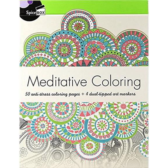 Pre-Owned Meditative Coloring Book with 4 Dual Tipped Markers, 9781771323451, 1771323450, Paperback,