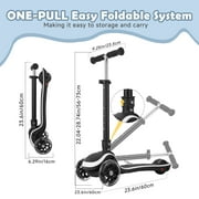 Wheelive 3-Wheel Light-Up Kids Scooter, 20 Different Light Patterns,Three Adjustable Heights,Lean to Steer, Balancing Scooter for Ages 3-8,Black