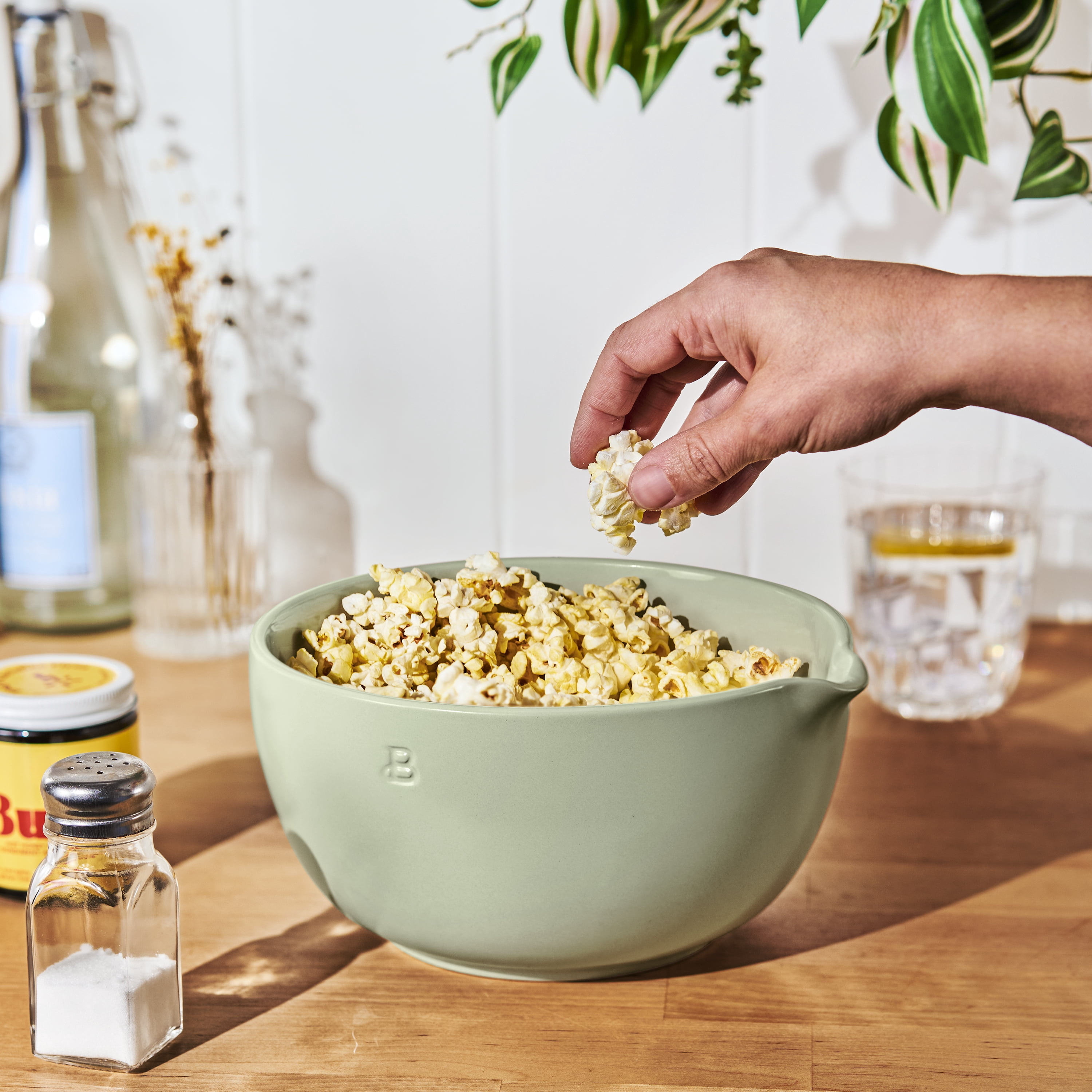 Beautiful 3 QT Stoneware Batter Mixing Bowl, Sage Green by Drew Barrymore