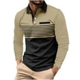 thumbnail image 2 of RXIRUCGD Hommes Décontracté Uni à Rayures à Boutons Manches Longues Col Rabattu Blouse Chemise Hauts, Kaki, Taille : 3TG, 2 of 6