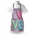 thumbnail image 3 of Doodle Apron Hand Drawn 3D Love Lettering Psychedelic Goorvy Sixties Inspired Design Peace Kiss U, Unisex Kitchen Bib Apron with Adjustable Neck for Cooking Baking Gardening, Multicolor, by Ambesonne, 3 of 3