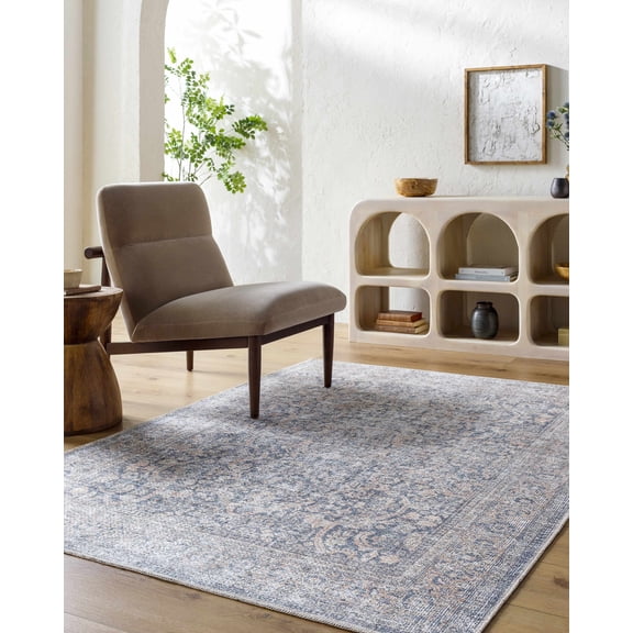 Hauteloom Chicha Living Room, Bedroom Machine Washable Area Rug - Traditional - Salmon, Gray, Beige - 2' x 2'11"
