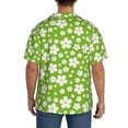 thumbnail image 5 of Xecao offers the Green White Flowers for Men's Casual Short-sleeved Shirt, a button-up collared shirt with a pocket, perfect for beach vacations and yacht travel in the XX-Large size., 5 of 7