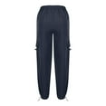thumbnail image 4 of Sevevn Fashion Women Pocket Drawstring Elastic Waistband Pants Solid Loose Long Full Cargo Pants Length Pants Rollbacks Navy XL, 4 of 5