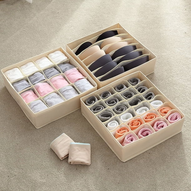 Caja de almacenamiento de ropa interior y calcetines plegable de malla iónica de alta elasticidad con múltiples rejillas, lavable y dividida, caja de almacenamiento con cierre hermético