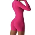thumbnail image 3 of Zip Front Long Sleeve Jumpsuits for Women Yoga Jumpsuits Brushed Buttery Soft Workout Shorts, 3 of 5