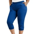 thumbnail image 6 of Nhthy Women's Plus Size Solid Casual Capri Pants, Comfort Loose Fit 7/8 Cropped Trousers with Side Pockets for All Day Wear Blue XXL, 6 of 8
