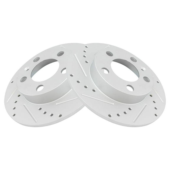 TRQ Rear Performance Brake Rotors Set Solid Premium G-Coated Cross Drilled & Slotted Fits Select 2000-2006 Audi TT 1998-2010 Volkswagen Beetle 1999-2006 Golf 1999-2005 Jetta