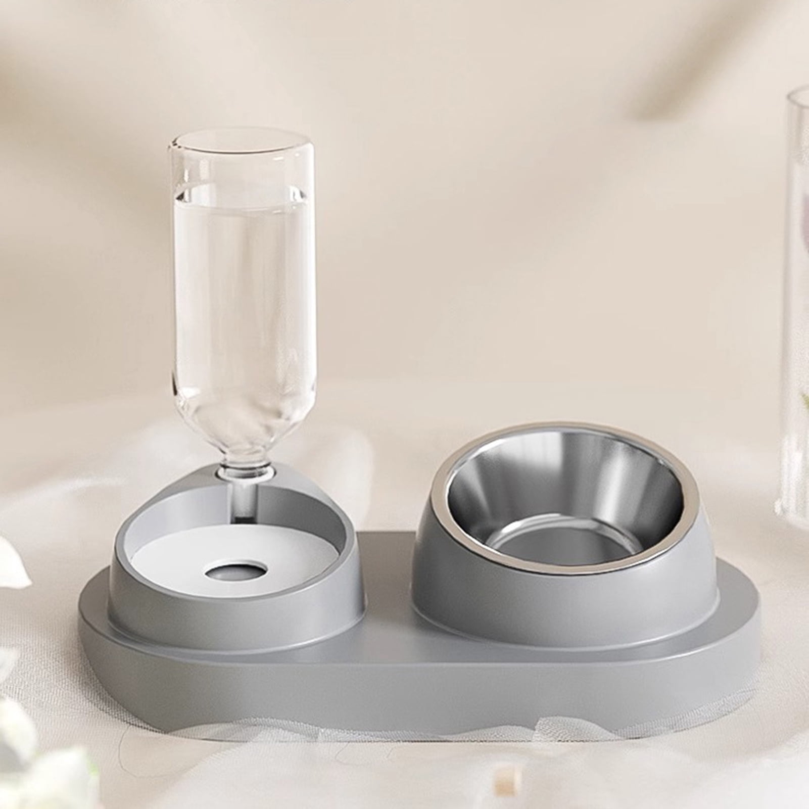 YIFAEUX Pet Feeder 2-in-1 Pet Feeding Bowl Dog Cat Automatic Water Dispenser with Removable Stainless Steel Bowls Pet Supplies