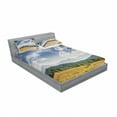 thumbnail image 3 of Ambesonne Landscape Fitted Sheet & Pillow Sham Set, Road Hot Sunny Road, Twinxl, Amber Taupe Green, 3 of 3