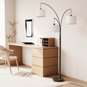 SUNMORY 3 Lights Floor Lamp for Living Room, 78 Tall Standing Lamp with Hanging Drum Shade, Modern Arc Floor Lamps with Heavy Base, Mid Century Arched Tree Floor Lamp for Bedroom, Office, Corner