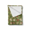 thumbnail image 2 of Christmas Soft Flannel Fleece Throw Blanket, Cartoon Santa Claus Trees Teddy Bears Candies Sketchy Design Print, Cozy Plush for Indoor and Outdoor Use, 50" x 60", Olive Green White, by Ambesonne, 2 of 6