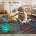 thumbnail image 4 of ODIKA 6'x9' Green Coral Exotic Leaf Harmony Design Washable Area Rug Elegant Botanical Patterns for Modern Decor Non-Slip, Easy Care, for Family Room, Living Mater Bedroom, 4 of 7