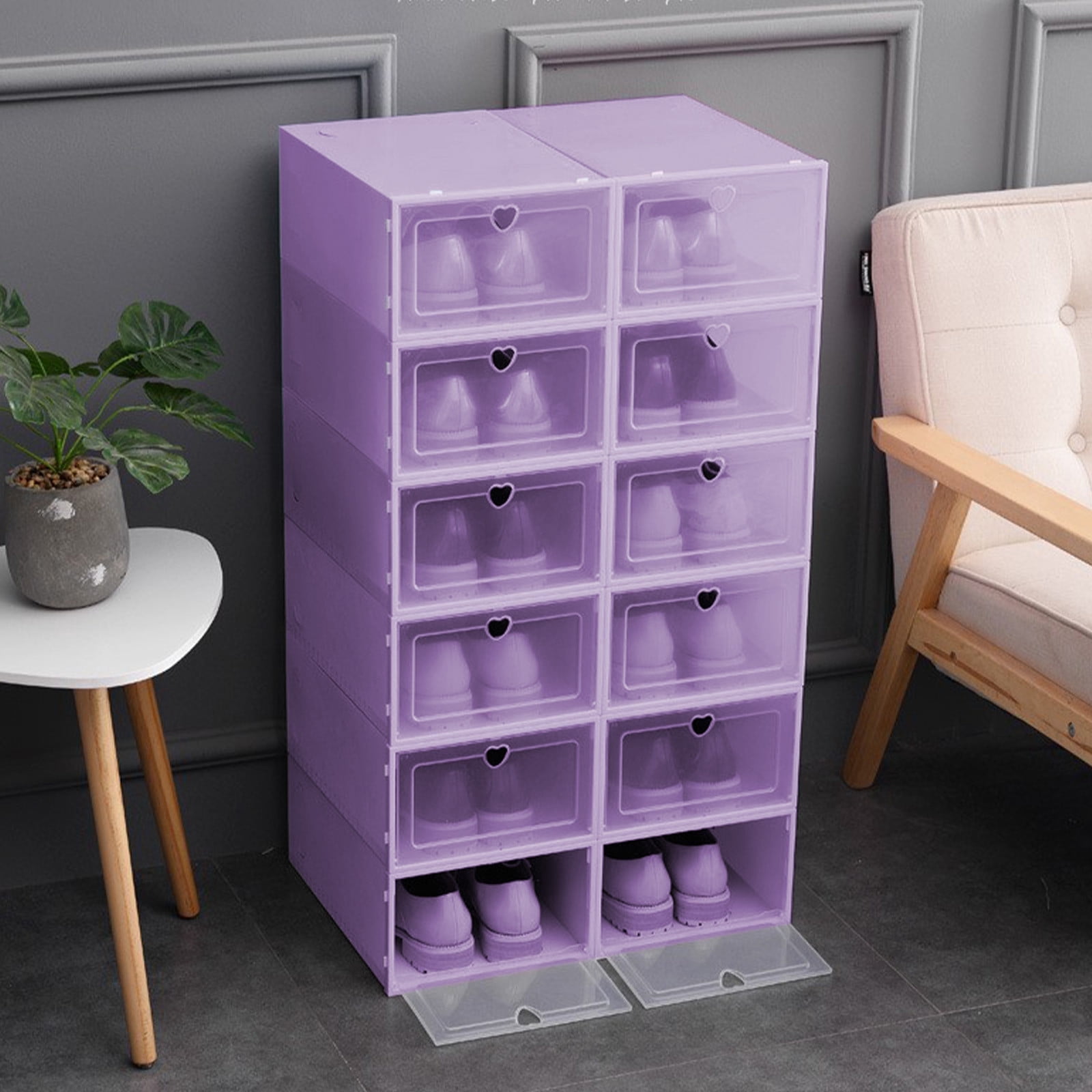 Kicks & Co XL Shoe Storage Clear Plastic Stackable Shoe Box with