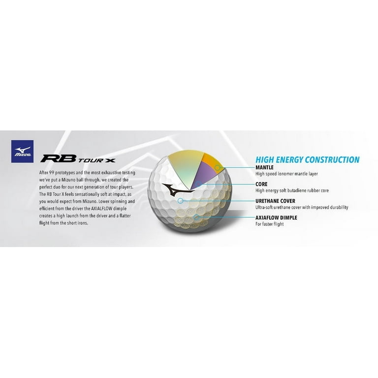 Mizuno RB Tour X Golf Balls, 12 golf balls (1 Dozen), White