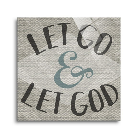Let Go Let God Woven Sage 24 x 24 Glass Wall Hanging Sign
