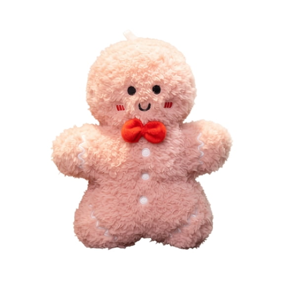 Christmas Gingerbread Plush Doll, Mini Soft Stuffed Toy with Bow Tie for Stocking Stuffer, Gift Exchange and Office Desk Decor, 6.7 Inch