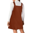 thumbnail image 2 of Misright Women V Neck Corduroy Overall Dress Fall Mini Pinafore Jumper Dress, 2 of 8