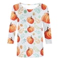 thumbnail image 3 of 3/4 Length Sleeve Halloween Shirt,2023 3/4 Length Sleeeve Blouse Tops for Women Halloween Printed T Shirts Fall Round Neck Sweatshirt Pumpkin Theme Pattern Lightweight Pullover Top, 3 of 5