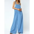 thumbnail image 2 of Womens Loose Fit Jumpsuits Cotton Overalls Baggy Wide Leg Rompers Plus Size Adjustable Bib Pants with Pockets, 2 of 8