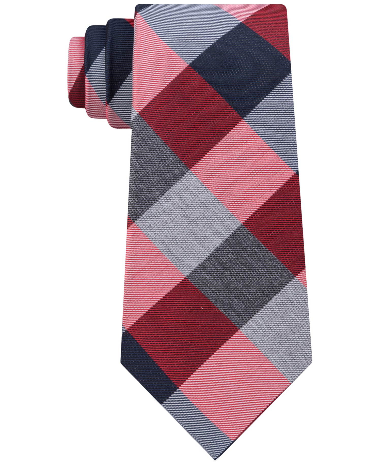 Hilfiger Mens Plaid Tie Red Necktie - Walmart.com