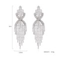 thumbnail image 1 of Pendientes largos con borlas incrustadas de diamantes de moda europea y americana, pendientes largos con borlas de diamantes con clip de cadena exagerado, pendientes de diamantes con destellos, 1 of 6