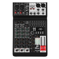 Audio Mixer 4 Channel Sound Mixer Console, Professional Music Mixing Board DJ Mixer w/ 99 DSP, 7-band EQ, USB, Bluetooth, 48V Phantom Power & PAD Function for Recording PA Live Live Streaming