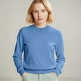 thumbnail image 2 of dGslk Women's Classic Crewneck Long Sleeve Pullover Sweater Soft Lightweight Knit Top for Everyday Comfort and Versatile Styling Blue L, 2 of 5