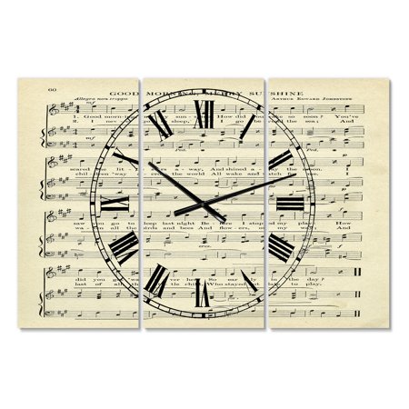Designart 'Goodmorning Merry Sunshine Music Score' Large Cottage Wall Clock