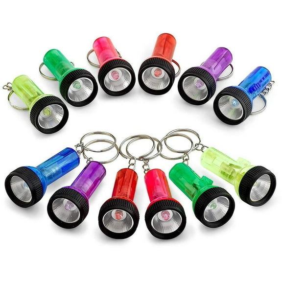 KALLORY 24Pcs Mini Keyring Flashlight Assorted Color For Camping Light