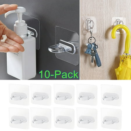 

Walbest 10Pcs Plastic Wall Mount Hanger Hooks Round Catcher Waterproof and Oilproof Bathroom Kitchen Heavy Duty Punch-free Hooks