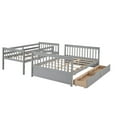 thumbnail image 4 of Twin Over Full Bunk Bed with 2 Drawers and Ladder, Wooden Bunk Bed Frame with Safety Guardrail and Slats Support, Can Be Convertible into 2 Beds, No Box Spring Needed, Gray, 4 of 9