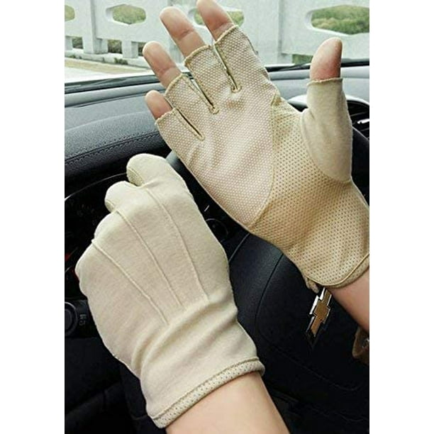 Driving Gloves for Men Women UV Protection Mittens Cotton Cycling Gloves  Lightweight Summer Fingerless Gloves Anti-Slip Sport Gym Fitness Workout  Half Finger Gloves Motorcycle Camping Riding Mittens 