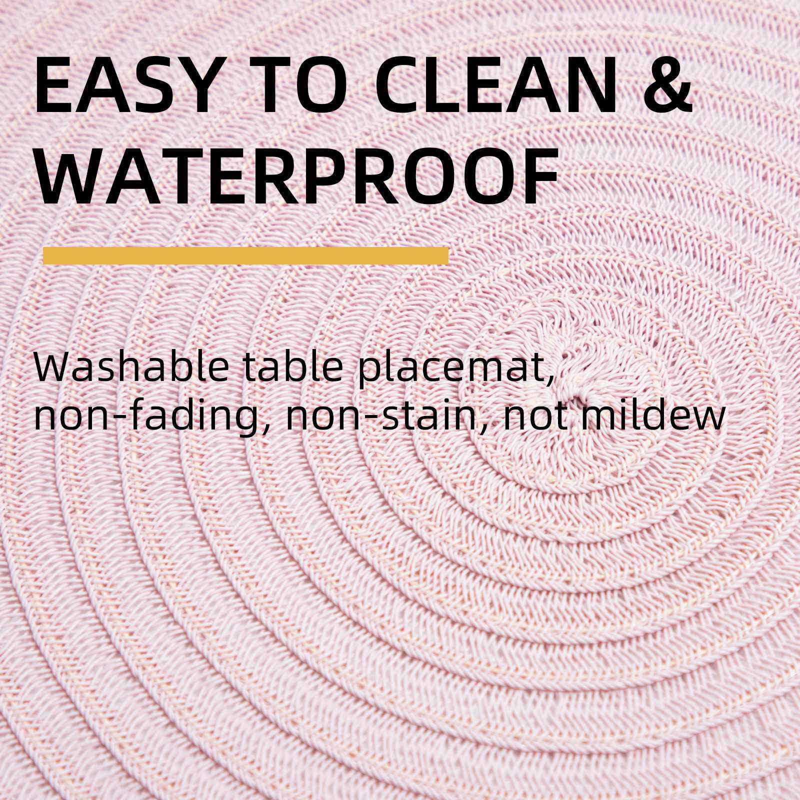 RAY STAR Vinyl Placemats Set of 4, 15in Round Vinyl Weave Placemats, Heat Resistant Wipable Place Mat