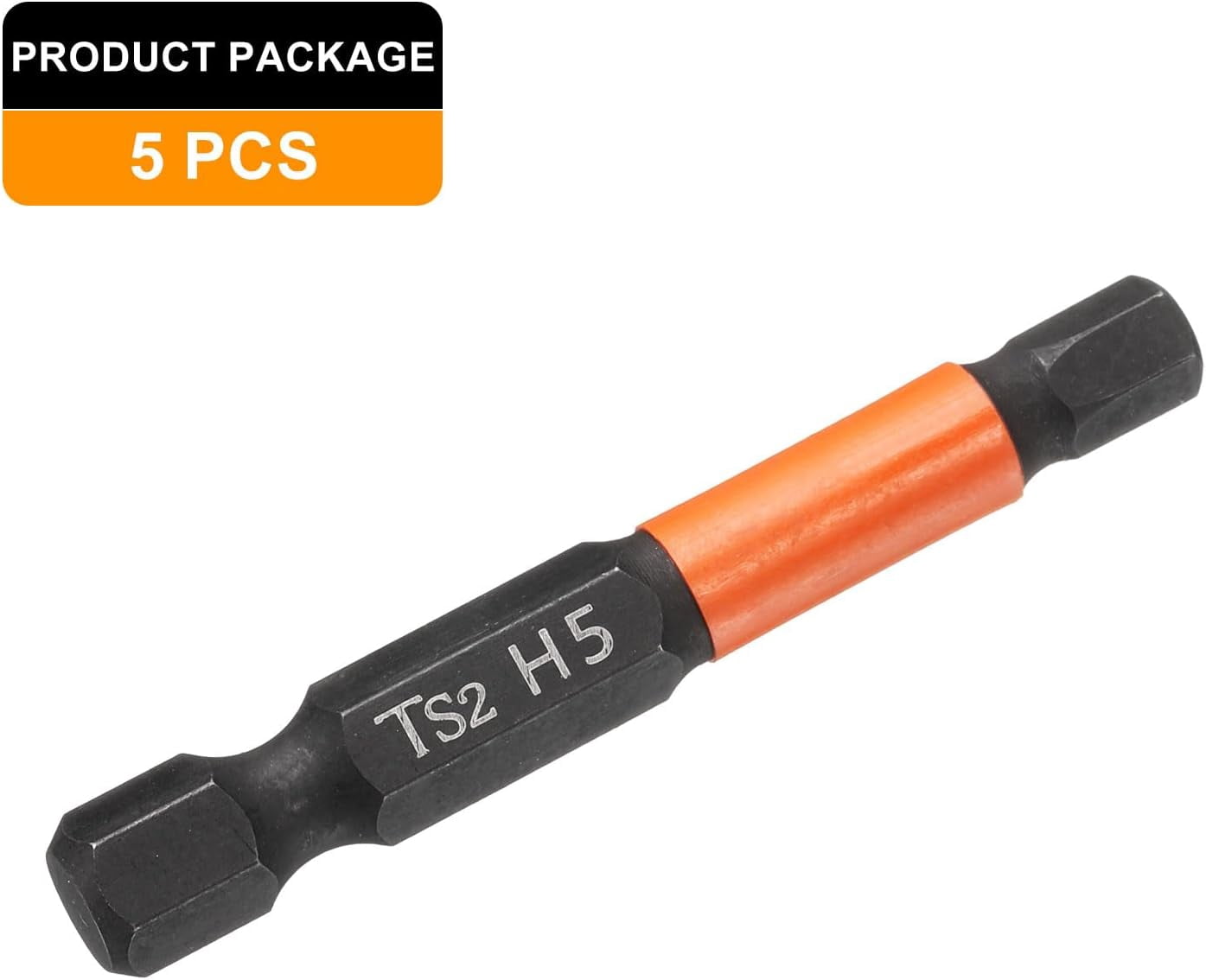 FRKSMD-5pcs Hex Head Wrench Drill Bit 5mm(H5) Metric 1/4" Hex Shank 2"(50mm) Length S2 Steel Magnetic Impact Drivers Screwdriver Bit Hexagon Electric Drill Bits