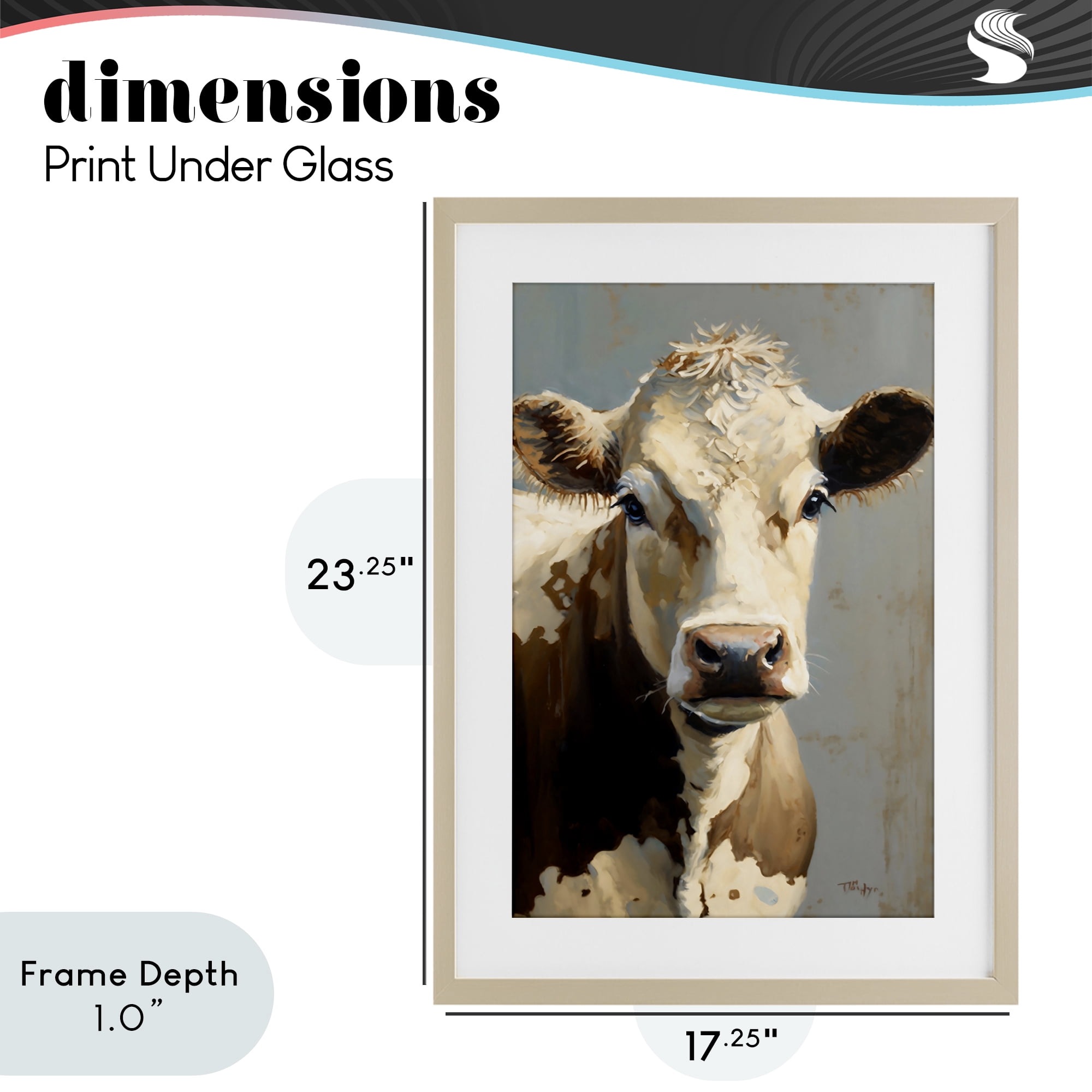 Stupell Industries Farmhouse Cow with Gentle Gaze Birch Framed Print Under Glass, design by Creative Studio