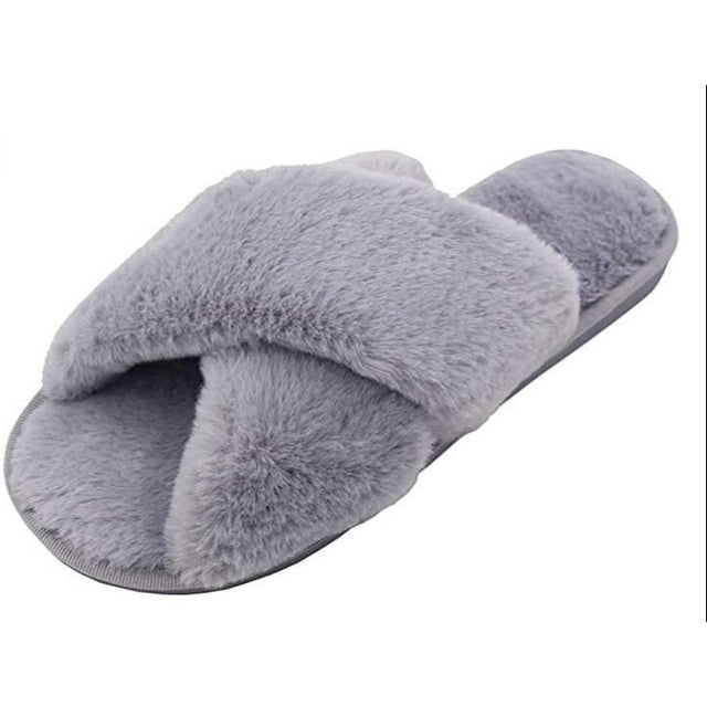 Pantoufles Femme Hiver Chaudes en Peluche Pantoufles Antidérapantes Plates Tongs Pantoufles Intérieur / Extérieur