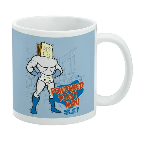 Ren and Stimpy Powdered Toast Man Ceramic Coffee Mug, Novelty Gift Mugs for Coffee, Tea and Hot Drinks, 11oz, White