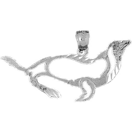 18K White Gold Seal Pendant - 19 mm