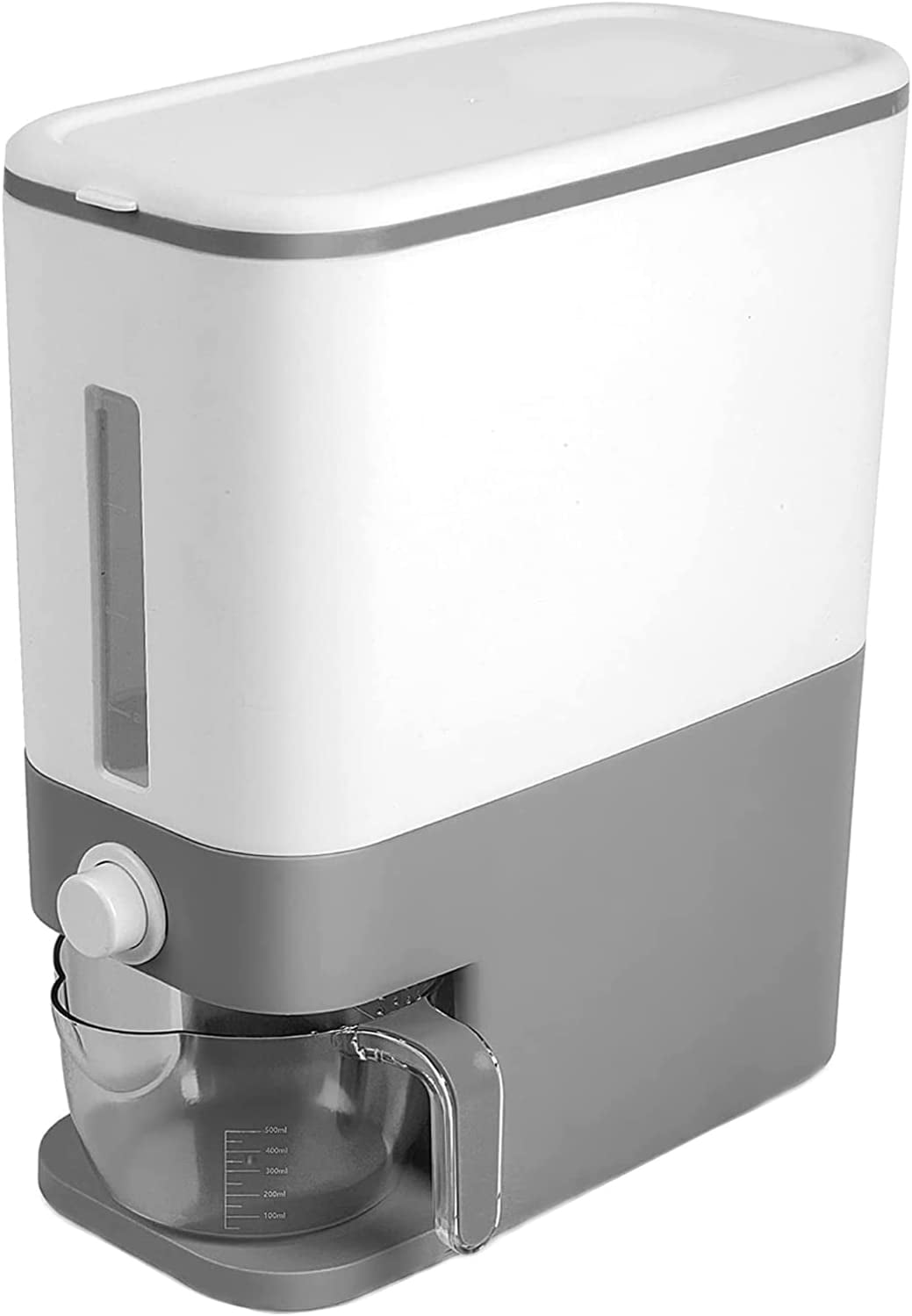 Rice Dispenser, Grain Dispenser Container 22 Lbs with Measuring Cup, Kitchen Container Storage