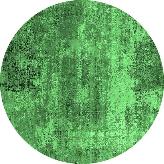 Ahgly Company Indoor Round Oriental Emerald Green Industrial Area Rugs, 3' Round